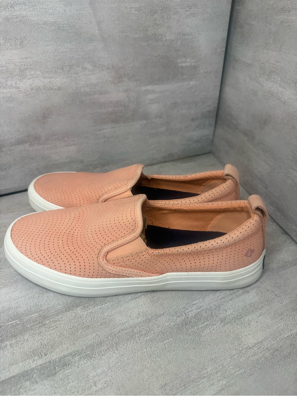 Sperry Peach Slip-On Perforated Leather Sneakers